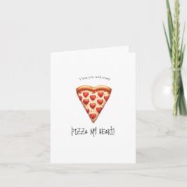 Tarjeta día de San Valentín con trozo de pizza par