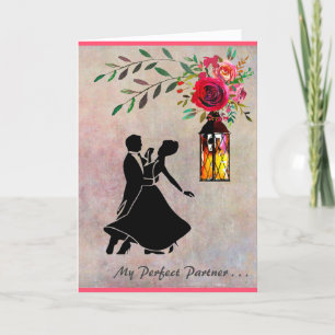 Tarjeta Día de San Valentín con un par del baile