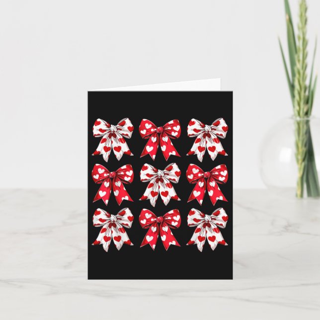 Tarjeta Día de San Valentín Corazón Coquette Bow Mujeres C (Anverso)