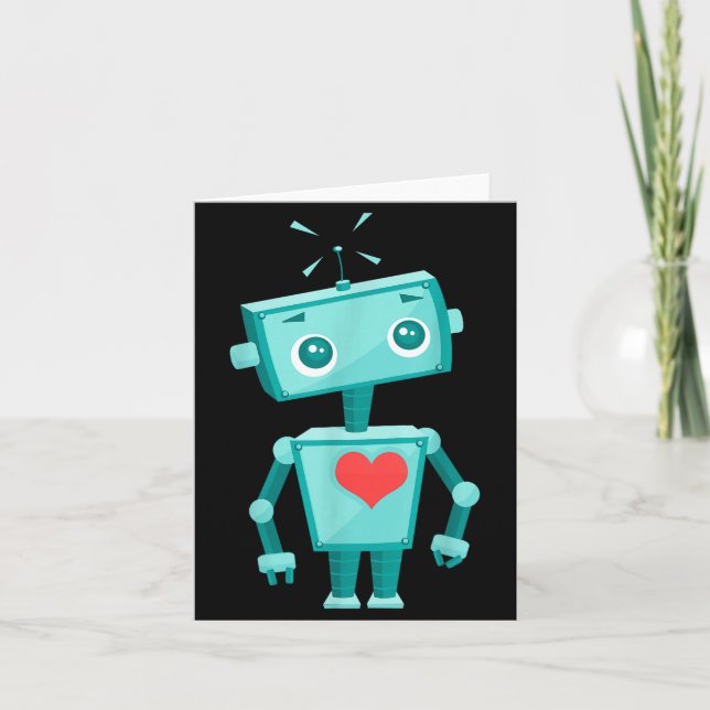 Tarjeta Día de San Valentín Corazón de Robot para Niñas Ni (Anverso)