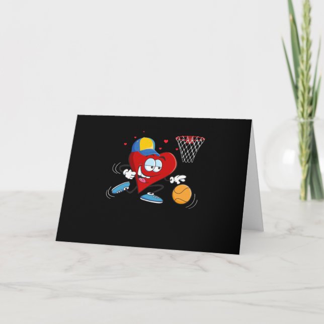 Tarjeta Día de San Valentín Corazón Hundiendo Baloncesto (Anverso)