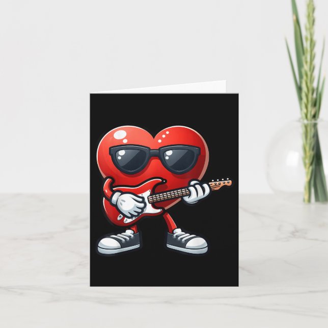 Tarjeta Día de San Valentín Corazón Jugando Guitarra Toddl (Anverso)