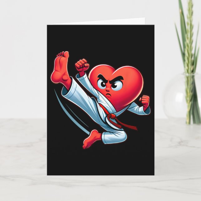 Tarjeta Día de San Valentín Corazón Karate Patada Mma Taek (Anverso)