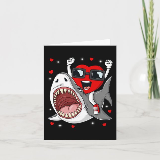 Tarjeta Día de San Valentín Corazón montando Tiburones Div (Anverso)