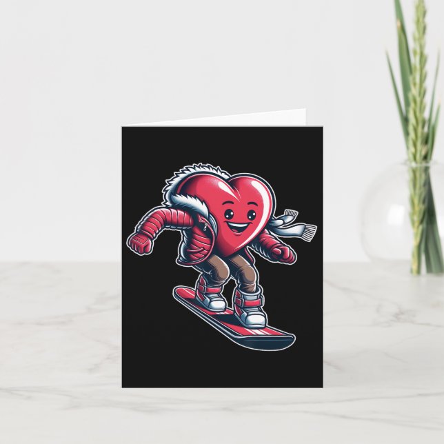 Tarjeta Día de San Valentín Corazón Snowboarder Snowboardi (Anverso)