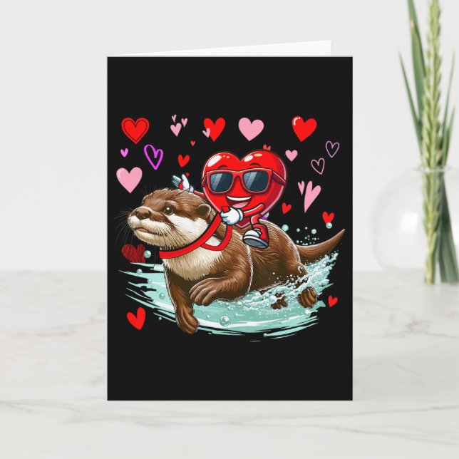 Tarjeta Día de San Valentín Corazón Solteros Montando Nutr (Anverso)
