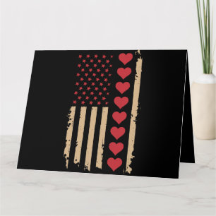 Tarjeta Día de San Valentín Corazones de la bandera de EE.
