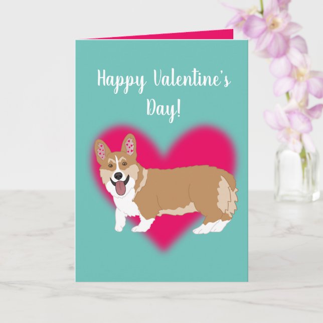 Tarjeta Día de San Valentín Corgi (Orquídea)