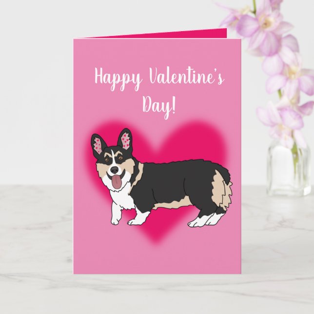 Tarjeta Día de San Valentín Corgi (Orquídea)