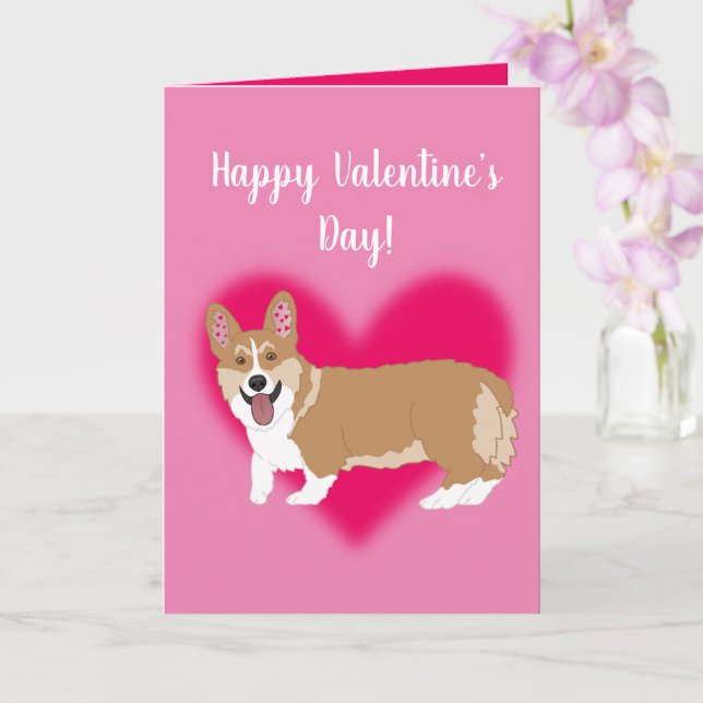 Tarjeta Día de San Valentín Corgi (Orquídea)