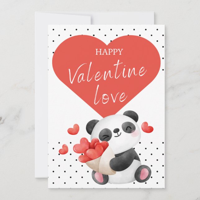 Tarjeta Día de San Valentín Cute Baby Panda Heart (Anverso)