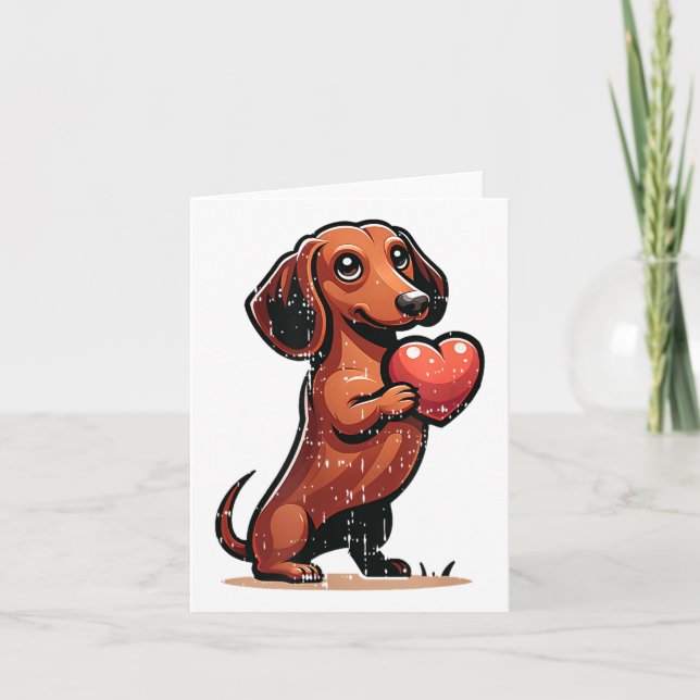 Tarjeta Día de San Valentín Cute Dachshund  Heart Lover Do (Anverso)
