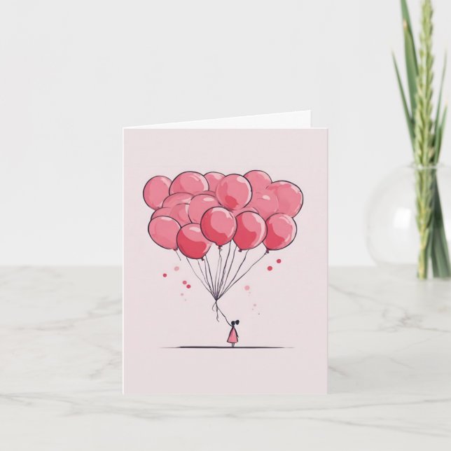 Tarjeta Día de San Valentín Cute de Globos de Elev (Anverso)