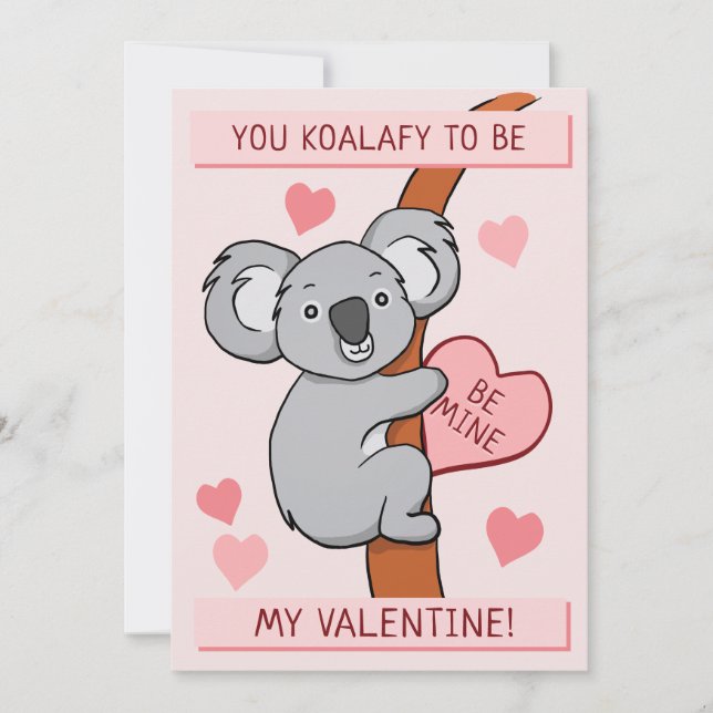 Tarjeta Día de San Valentín Cute Koala-ty (Anverso)