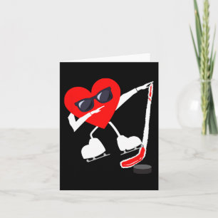Tarjeta Día de San Valentín Dabbing Heart Hockey Stick Chi