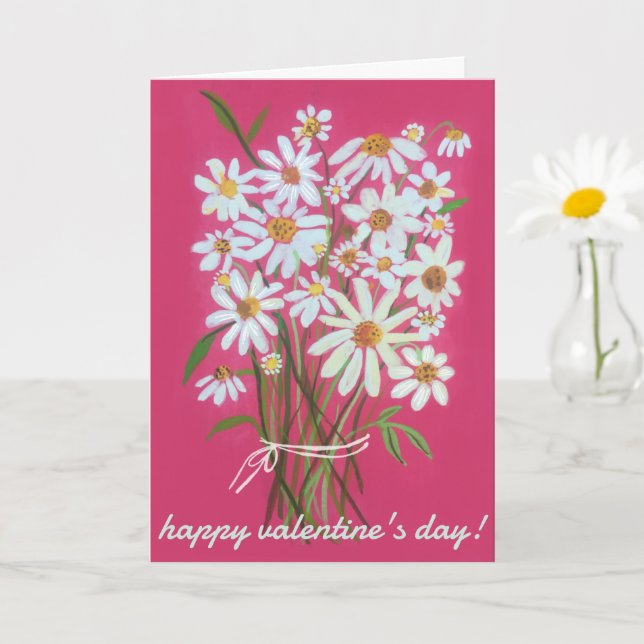 Tarjeta DÍA DE SAN VALENTÍN Daisy Bouquet Personalizado Ro (Planta pequeña)
