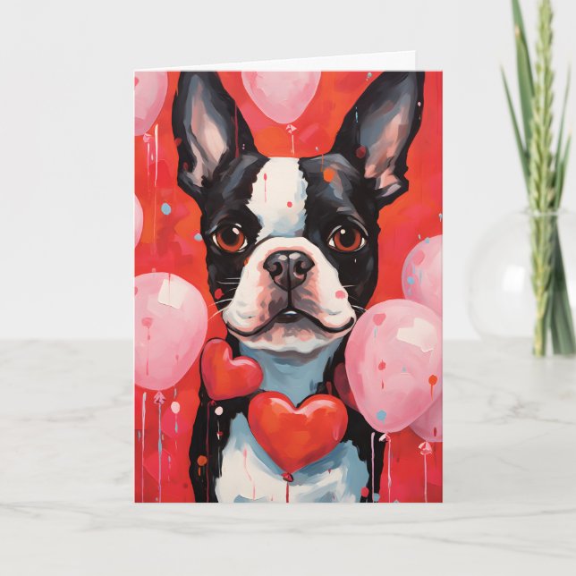 Tarjeta Día de San Valentín de Boston Terrier (Anverso)