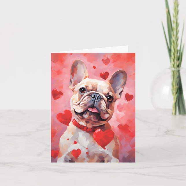Tarjeta Día de San Valentín de Bulldog francés (Anverso)