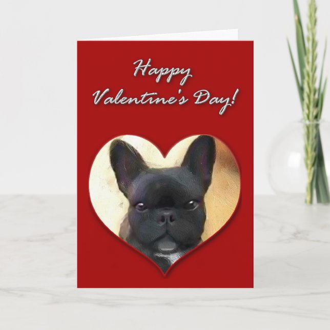 Tarjeta Día de San Valentín de Bulldog francesa (Anverso)
