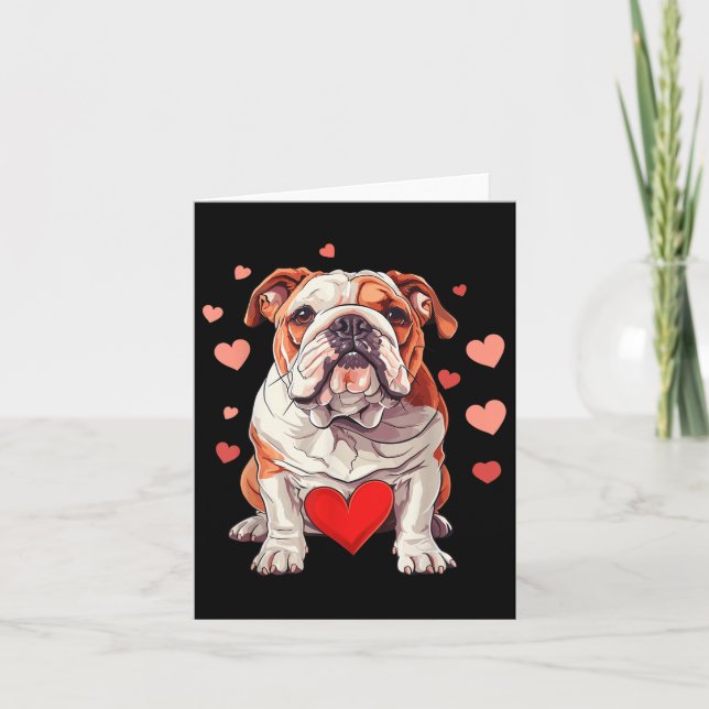 Tarjeta Día de San Valentín de Bulldog inglés Mascota de c (Anverso)