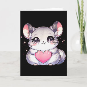 Tarjeta Día de San Valentín de chinchilla Kawaii para niña