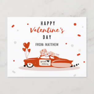 Tarjeta Día de San Valentín de coche rojo niños gl