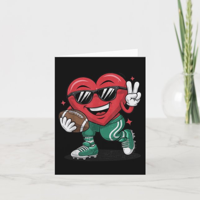 Tarjeta Día de San Valentín de Corazón Jugando Fútbol Ca d (Anverso)