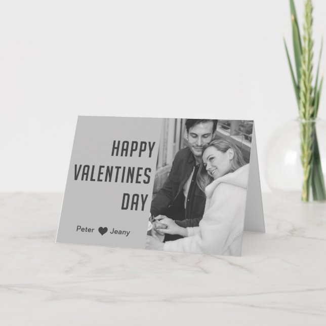 Tarjeta Día de San Valentín de escala de grises simple (Anverso)