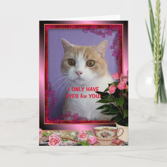 Tarjeta Día de San Valentín de gato divertido personalizab (Anverso)