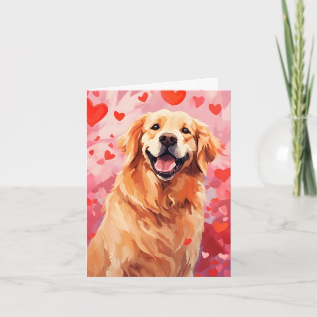 Tarjeta Día de San Valentín de Golden Retriever (Anverso)