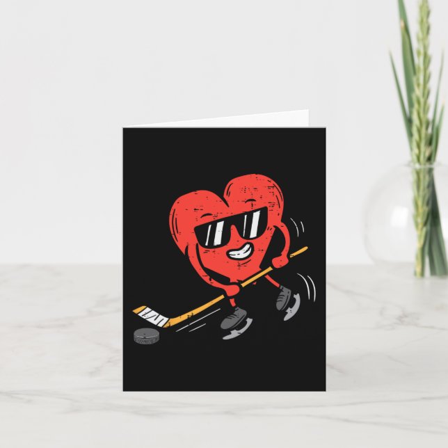 Tarjeta Día de San Valentín de hockey sobre hielo que jueg (Anverso)