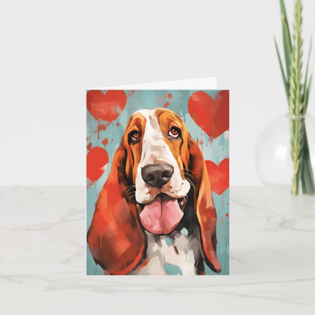 Tarjeta Día de San Valentín de Hound Basset (Anverso)