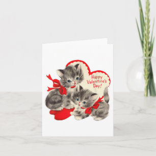 Tarjeta Día de San Valentín de la cosecha Cat Kitten Kitty