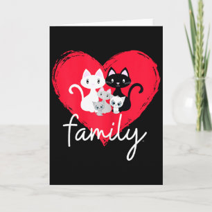 Tarjeta Día de San Valentín de la familia de gatos lindos