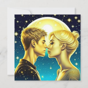 Tarjeta Día de San Valentín de la luna de pareja de anime 