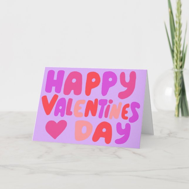 Tarjeta Día de San Valentín de letras de burbuja Groovy Cu (Anverso)