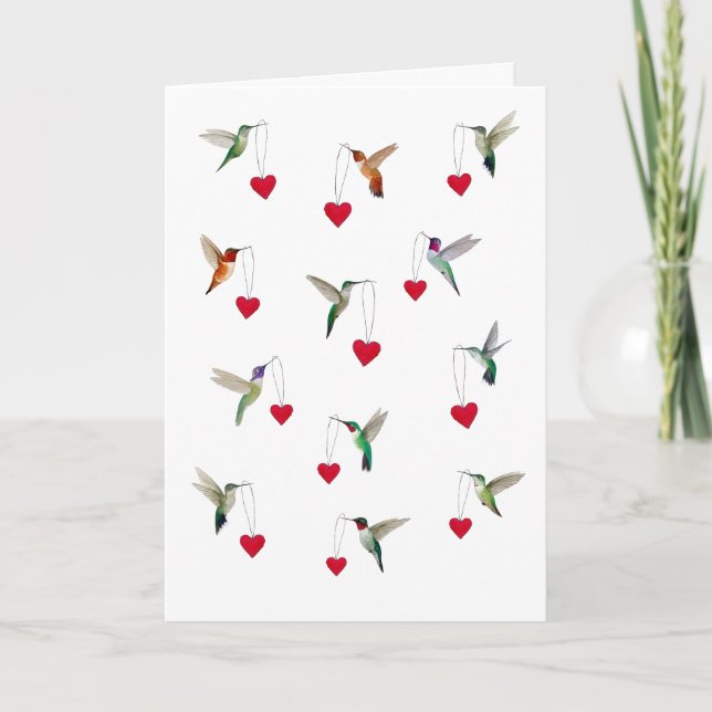 Tarjeta Día de San Valentín de los colibríes (Anverso)