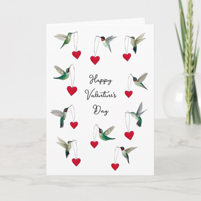 Tarjeta Día de San Valentín de los colibríes (Anverso)