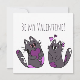 Tarjeta Día de San Valentín de los corazones de gato de di