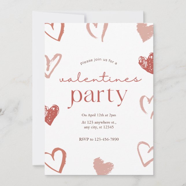 Tarjeta Día de San Valentín de los corazones rosad (Anverso)