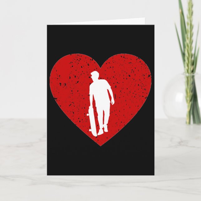 Tarjeta Día de San Valentín de monopatín para amante del m (Anverso)