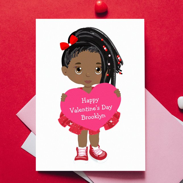 Tarjeta Día de San Valentín de niña negra (Subido por el creador)