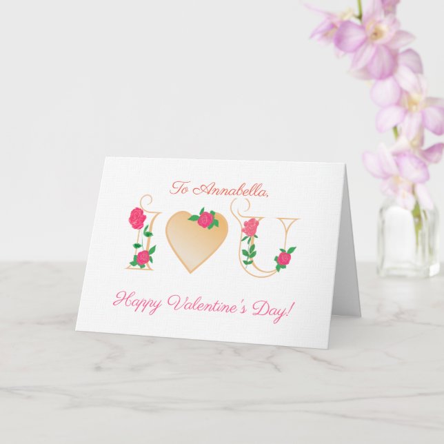 Tarjeta Día de San Valentín de nombres personalizados con  (Orquídea)