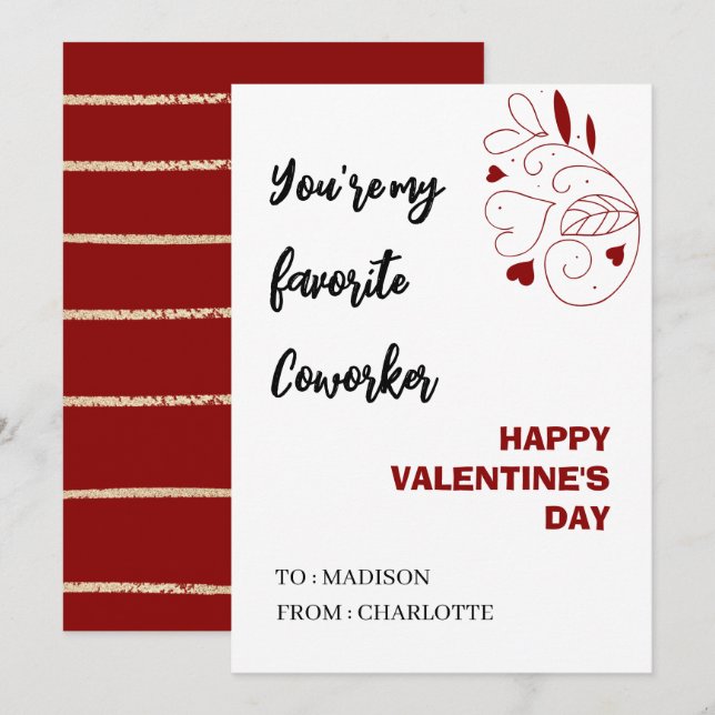 Tarjeta Día de San Valentín de Office Coworker personaliza (Anverso / Reverso)