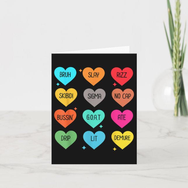 Tarjeta Día de San Valentín De Palabras De Argot Candy Hea (Anverso)
