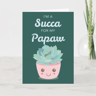 Tarjeta Día de San Valentín de Papaw con Kawaii Succulent