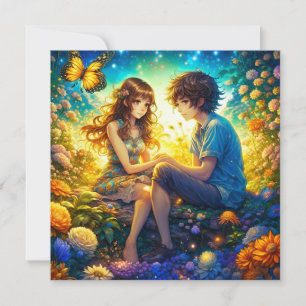 Tarjeta Día de San Valentín de pareja de anime romántico p
