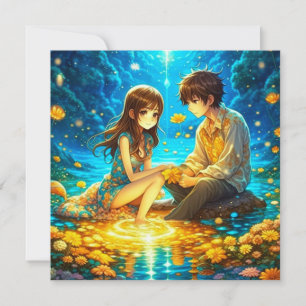 Tarjeta Día de San Valentín de pareja de anime romántico p
