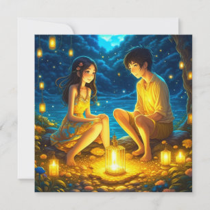 Tarjeta Día de San Valentín de pareja de anime romántico p