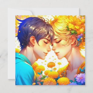 Tarjeta Día de San Valentín de pareja de anime romántico p